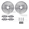 7512-73407 Drilled/Slotted Brake Rotors w/5000 Advanced Brake Pads Kit & Hardware [Silver], 2012-2017 Audi/Volkswagen, Position: - image 1