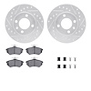 7512-74003 Drilled/Slotted Brake Rotors w/5000 Advanced Brake Pads Kit & Hardware [Silver], 1988-1988 Audi/Volkswagen, Position: - image 1