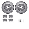 7512-74005 Drilled/Slotted Brake Rotors w/5000 Advanced Brake Pads Kit & Hardware [Silver], 1985-1998 Audi/Volkswagen, Position: - image 1