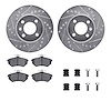 7512-74008 Drilled/Slotted Brake Rotors w/5000 Advanced Brake Pads Kit & Hardware [Silver], 1986-2002 Audi/Volkswagen, Position: - image 1