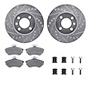 7512-74009 Drilled/Slotted Brake Rotors w/5000 Advanced Brake Pads Kit & Hardware [Silver], 1993-1993 Audi/Volkswagen, Position: - image 1