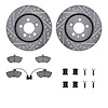7512-74012 Drilled/Slotted Brake Rotors w/5000 Advanced Brake Pads Kit & Hardware [Silver], 1994-1995 Audi/Volkswagen, Position: - image 1