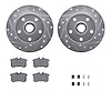 7512-74015 Drilled/Slotted Brake Rotors w/5000 Advanced Brake Pads Kit & Hardware [Silver], 1994-1998 Audi/Volkswagen, Position: - image 1