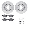 7512-74025 Drilled/Slotted Brake Rotors w/5000 Advanced Brake Pads Kit & Hardware [Silver], 1996-1998 Audi/Volkswagen, Position: - image 1