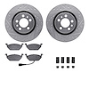 7512-74027 Drilled/Slotted Brake Rotors w/5000 Advanced Brake Pads Kit & Hardware [Silver], 1998-1999 Audi/Volkswagen, Position: - image 1