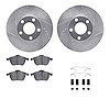 7512-74029 Drilled/Slotted Brake Rotors w/5000 Advanced Brake Pads Kit & Hardware [Silver], 1998-1998 Audi/Volkswagen, Position: - image 1
