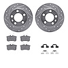 7512-74032 Drilled/Slotted Brake Rotors w/5000 Advanced Brake Pads Kit & Hardware [Silver], 1999-2015 Audi/Volkswagen, Position: - image 1