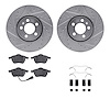 7512-74039 Drilled/Slotted Brake Rotors w/5000 Advanced Brake Pads Kit & Hardware [Silver], 1999-2010 Audi/Volkswagen, Position: - image 1