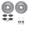 7512-74043 Drilled/Slotted Brake Rotors w/5000 Advanced Brake Pads Kit & Hardware [Silver], 2003-2006 Audi/Volkswagen, Position: - image 1