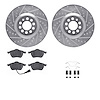 7512-74044 Drilled/Slotted Brake Rotors w/5000 Advanced Brake Pads Kit & Hardware [Silver], 2000-2006 Audi/Volkswagen, Position: - image 1