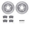 7512-74050 Drilled/Slotted Brake Rotors w/5000 Advanced Brake Pads Kit & Hardware [Silver], 1999-2004 Audi/Volkswagen, Position: - image 1