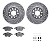 7512-74054 Drilled/Slotted Brake Rotors w/5000 Advanced Brake Pads Kit & Hardware [Silver], 2005-2013 Audi/Volkswagen, Position: - image 1