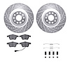 7512-74057 Drilled/Slotted Brake Rotors w/5000 Advanced Brake Pads Kit & Hardware [Silver], 2008-2013 Audi/Volkswagen, Position: - image 1
