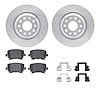 7512-74058 Drilled/Slotted Brake Rotors w/5000 Advanced Brake Pads Kit & Hardware [Silver], 2008-2016 Audi/Volkswagen, Position: - image 1