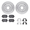 7512-74059 Drilled/Slotted Brake Rotors w/5000 Advanced Brake Pads Kit & Hardware [Silver], 2006-2021 Audi/Volkswagen, Position: - image 1