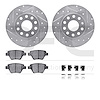 7512-74062 Drilled/Slotted Brake Rotors w/5000 Advanced Brake Pads Kit & Hardware [Silver], 2005-2016 Audi/Volkswagen, Position: - image 1