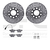 7512-74064 Drilled/Slotted Brake Rotors w/5000 Advanced Brake Pads Kit & Hardware [Silver], 2015-2021 Audi/Volkswagen, Position: - image 1