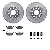 7512-74067 Drilled/Slotted Brake Rotors w/5000 Advanced Brake Pads Kit & Hardware [Silver], 2005-2010 Audi/Volkswagen, Position: - image 1