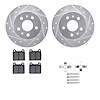 7512-74072 Drilled/Slotted Brake Rotors w/5000 Advanced Brake Pads Kit & Hardware [Silver], 1972-1978 Audi/Volkswagen, Position: - image 1