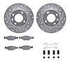 7512-74075 Drilled/Slotted Brake Rotors w/5000 Advanced Brake Pads Kit & Hardware [Silver], 1987-1993 Audi/Volkswagen, Position: - image 1