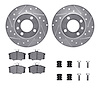 7512-74079 Drilled/Slotted Brake Rotors w/5000 Advanced Brake Pads Kit & Hardware [Silver], 1977-1983 Audi/Volkswagen, Position: - image 1