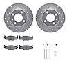 7512-74080 Drilled/Slotted Brake Rotors w/5000 Advanced Brake Pads Kit & Hardware [Silver], 1980-1984 Audi/Volkswagen, Position: - image 1
