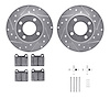 7512-74082 Drilled/Slotted Brake Rotors w/5000 Advanced Brake Pads Kit & Hardware [Silver], 1973-1980 Audi/Volkswagen, Position: - image 1