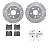 7512-74084 Drilled/Slotted Brake Rotors w/5000 Advanced Brake Pads Kit & Hardware [Silver], 1973-1978 Audi/Volkswagen, Position: - image 1