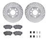 7512-74092 Drilled/Slotted Brake Rotors w/5000 Advanced Brake Pads Kit & Hardware [Silver], 1996-1999 Audi/Volkswagen, Position: - image 1