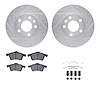 7512-74096 Drilled/Slotted Brake Rotors w/5000 Advanced Brake Pads Kit & Hardware [Silver], 1996-1996 Audi/Volkswagen, Position: - image 1