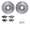 7512-74102 Drilled/Slotted Brake Rotors w/5000 Advanced Brake Pads Kit & Hardware [Silver], 2006-2017 Audi/Volkswagen, Position: - image 1