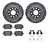 7512-74107 Drilled/Slotted Brake Rotors w/5000 Advanced Brake Pads Kit & Hardware [Silver], 2005-2010 Audi/Volkswagen, Position: - image 1
