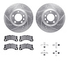 7512-74112 Drilled/Slotted Brake Rotors w/5000 Advanced Brake Pads Kit & Hardware [Silver], 2011-2014 Audi/Volkswagen, Position: - image 1