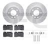 7512-74116 Drilled/Slotted Brake Rotors w/5000 Advanced Brake Pads Kit & Hardware [Silver], 2006-2018 Audi/Volkswagen, Position: - image 1
