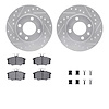 7512-74119 Drilled/Slotted Brake Rotors w/5000 Advanced Brake Pads Kit & Hardware [Silver], 1984-1987 Audi/Volkswagen, Position: - image 1