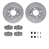 7512-74120 Drilled/Slotted Brake Rotors w/5000 Advanced Brake Pads Kit & Hardware [Silver], 1982-1983 Audi/Volkswagen, Position: - image 1