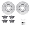7512-74192 Drilled/Slotted Brake Rotors w/5000 Advanced Brake Pads Kit & Hardware [Silver], 1997-1998 Audi/Volkswagen, Position: - image 1