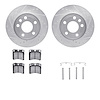 7512-74219 Drilled/Slotted Brake Rotors w/5000 Advanced Brake Pads Kit & Hardware [Silver], 1992-1995 Audi/Volkswagen, Position: - image 1
