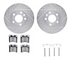 7512-74231 Drilled/Slotted Brake Rotors w/5000 Advanced Brake Pads Kit & Hardware [Silver], 1996-1999 Audi/Volkswagen, Position: - image 1