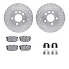 7512-74241 Drilled/Slotted Brake Rotors w/5000 Advanced Brake Pads Kit & Hardware [Silver], 1999-1999 Audi/Volkswagen, Position: - image 1