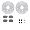 7512-74244 Drilled/Slotted Brake Rotors w/5000 Advanced Brake Pads Kit & Hardware [Silver], 1996-1997 Audi/Volkswagen, Position: - image 1