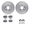 7512-74255 Drilled/Slotted Brake Rotors w/5000 Advanced Brake Pads Kit & Hardware [Silver], 2001-2003 Audi/Volkswagen, Position: - image 1
