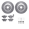 7512-74307 Drilled/Slotted Brake Rotors w/5000 Advanced Brake Pads Kit & Hardware [Silver], 2006-2011 Audi/Volkswagen, Position: - image 1