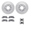 7512-74404 Drilled/Slotted Brake Rotors w/5000 Advanced Brake Pads Kit & Hardware [Silver], 2011-2014 Porsche, Position: Rear - image 1
