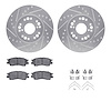 7512-75002 Drilled/Slotted Brake Rotors w/5000 Advanced Brake Pads Kit & Hardware [Silver], 1991-1992 Lexus/Toyota/Scion, Positi - image 1
