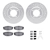 7512-76005 Drilled/Slotted Brake Rotors w/5000 Advanced Brake Pads Kit & Hardware [Silver], 1981-1982 Lexus/Toyota/Scion, Positi - image 1