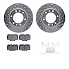 7512-76011 Drilled/Slotted Brake Rotors w/5000 Advanced Brake Pads Kit & Hardware [Silver], 1981-1985 Lexus/Toyota/Scion, Positi - image 1