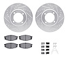7512-76017 Drilled/Slotted Brake Rotors w/5000 Advanced Brake Pads Kit & Hardware [Silver], 1984-1987 Lexus/Toyota/Scion, Positi - image 1