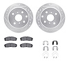 7512-76018 Drilled/Slotted Brake Rotors w/5000 Advanced Brake Pads Kit & Hardware [Silver], 1984-1987 Lexus/Toyota/Scion, Positi - image 1