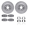 7512-76021 Drilled/Slotted Brake Rotors w/5000 Advanced Brake Pads Kit & Hardware [Silver], 1986-1992 Lexus/Toyota/Scion, Positi - image 1